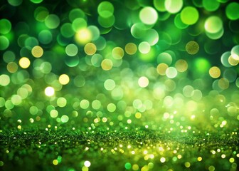 Fototapeta premium Abstract Green Bokeh Lights Background Banner - Festive Sparkling Design