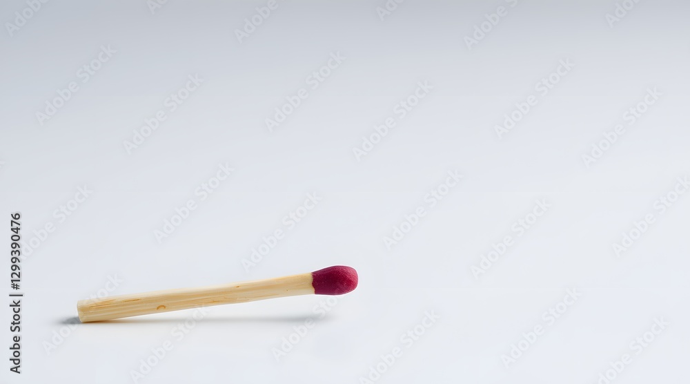 Poster a single wooden matchstick with a red tip, symbolizing simplicity and minimalism, perfect for creati