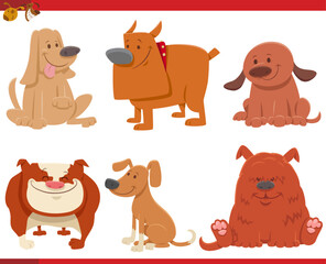 funny cartoon dogs and puppies comic characters set