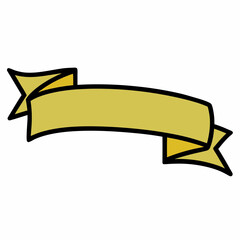 an isolated gold banner or ribbon with empty space for text vector illustration