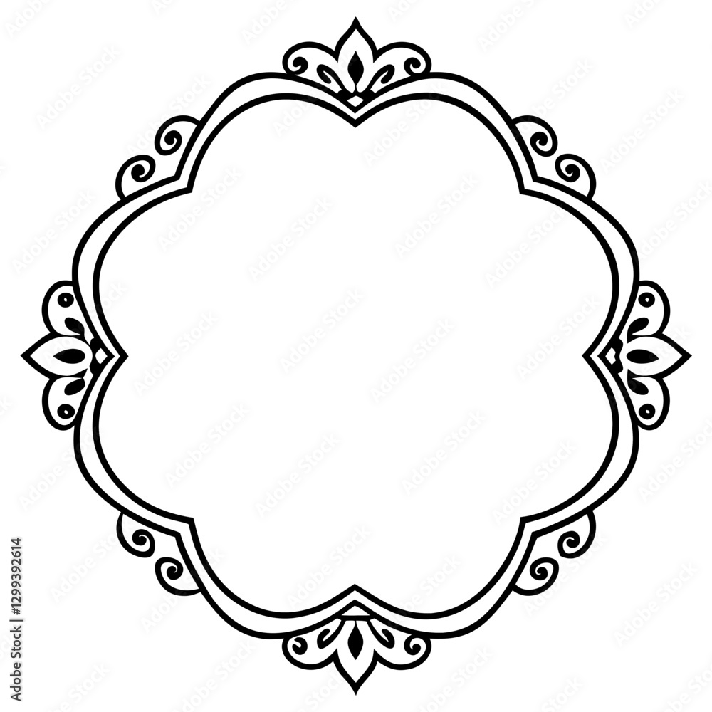 Poster an elegant black frame with intricate floral details, perfect for adding a touch of sophistication t