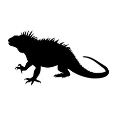 Obraz premium a black silhouette of an iguana on a isolated background vector illustration
