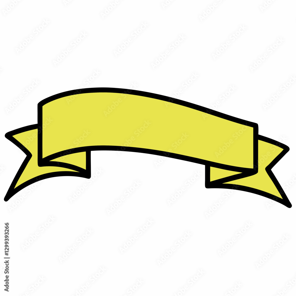 Poster yellow ribbon banner with a blank space for text. the ribbon has a smooth, flowing design vector ill