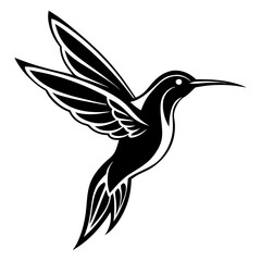 Obraz premium a hummingbird in flight, a beautifully designed illustration in black and white vector illustration