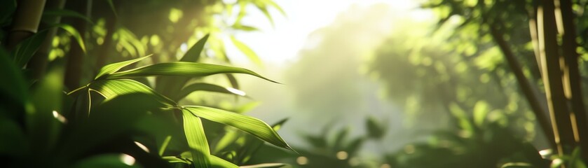 Enchanting Bamboo Leaves in Lush Greenery