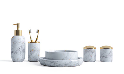  Elegant Marble and Gold Bathroom Set on a transparent background