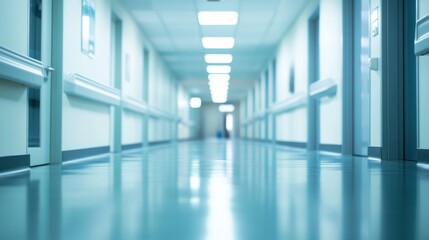 Obraz premium Long, sterile hospital corridor.