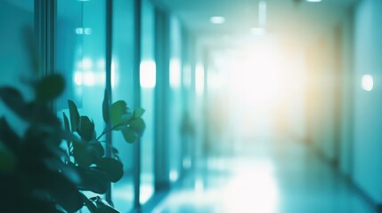 Naklejka premium Serene Teal Office Corridor