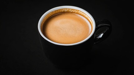 Fototapeta premium Espresso in Black Cup, Close-up