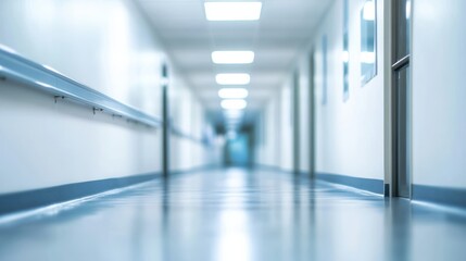 Fototapeta premium Empty hospital hallway, sterile and clean.