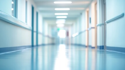 Obraz premium Empty hospital hallway. Clean, sterile, bright.