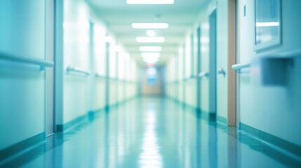 Obraz premium Empty hospital hallway, sterile and calm.