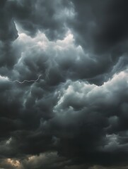Dramatic Storm Clouds in Turbulent Atmospheric Conditions with Looming Thunderstorm