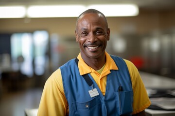 Obraz premium Portrait of a smiling African American school janitor