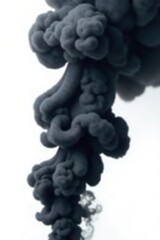 Thick, swirling black smoke isolated on white , environment, black, white background