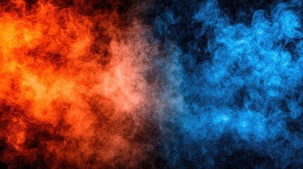 Obraz premium Fiery blue and orange smoke swirls. Abstract background for design