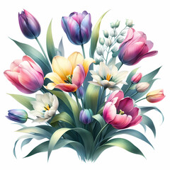 Fototapeta premium tulip flower bouquet on white background