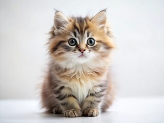 Obraz premium Adorable Fluffy Kitten Close-Up on White Background - Perfect for Pet Products & Websites