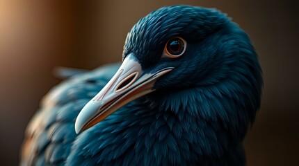 Majestic Dark Blue Bird Close-Up