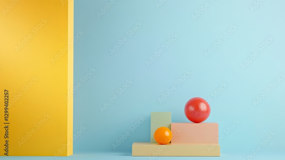 Poster pastel colored geometric shapes minimalist product display background modern abstract 3d render scen