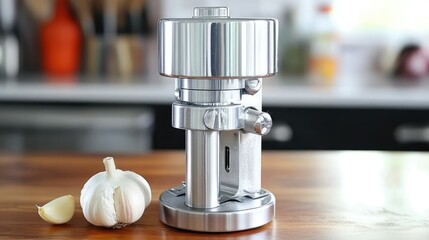 Garlic Press on Wooden Counter