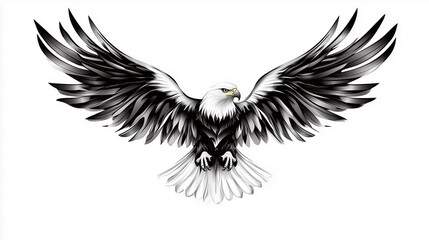 Obraz premium With majestic wings spread wide, the eagle ascends into the clear blue sky, symbolizing hope and resilience after an inspirational recovery journey at the wildlife sanctuary