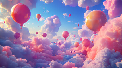 Fototapeta premium Magic imaginary world full with color and happiness. generative ai. Dream - Clouds. Illustration