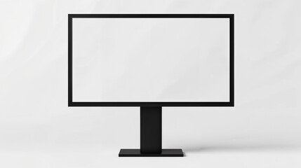 Fototapeta premium Black standing monitor with a blank screen placed on a white background in a minimalist setting