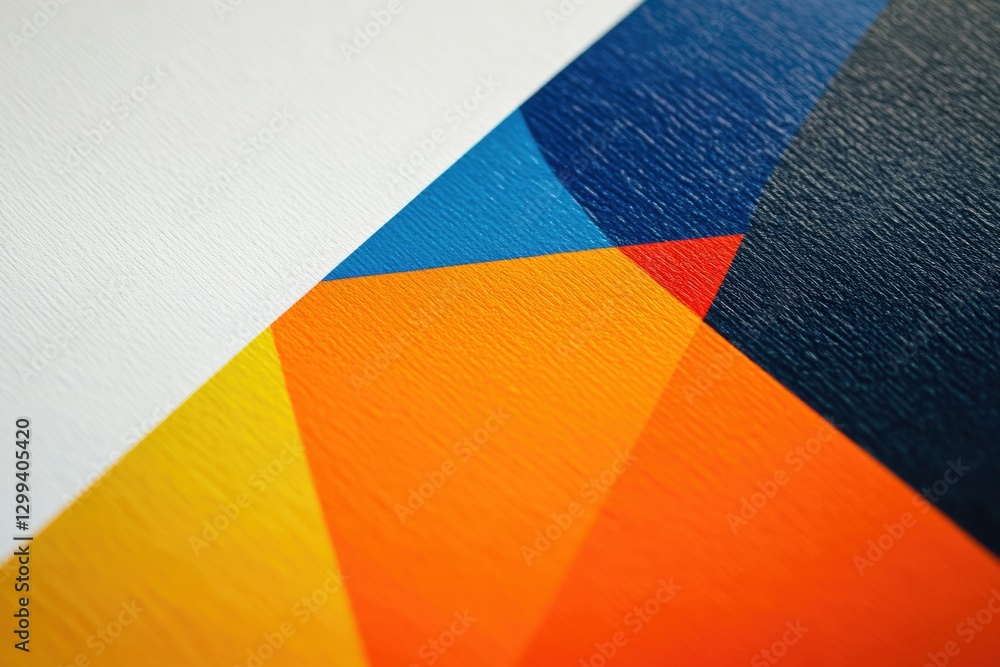 Poster abstract geometric shapes in vibrant colors, textured surface, creating a modern and dynamic design.