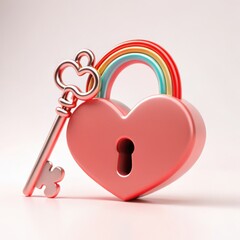  Heart key and lock metallic pink 3D sweet style