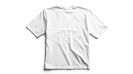 A mockup of the front side of a white short-sleeve t-shirt with a white background.