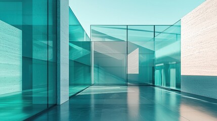 Obraz premium Modern glass and concrete building interior.