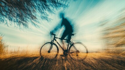 Naklejka premium Cyclist Motion Blurred Field