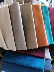 Colorful Velvet Fabric Samples. textile product