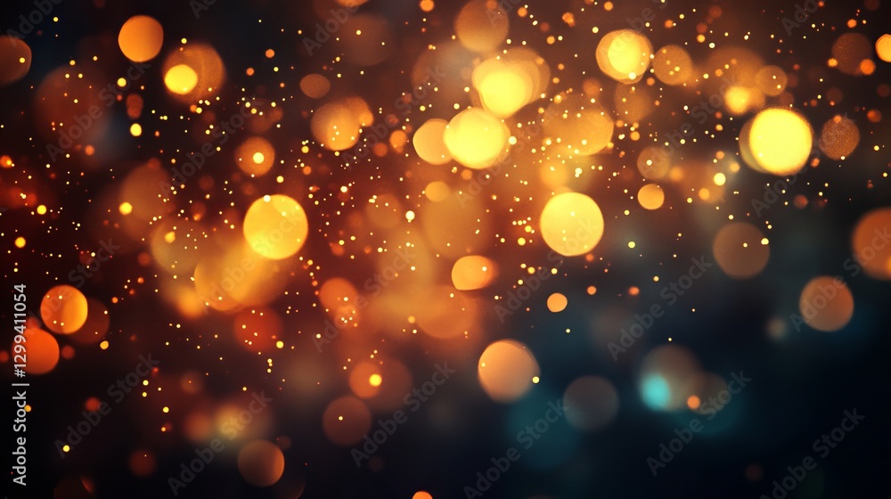 Poster abstract golden bokeh lights festive sparkling background design elegant shimmering texture dark lux