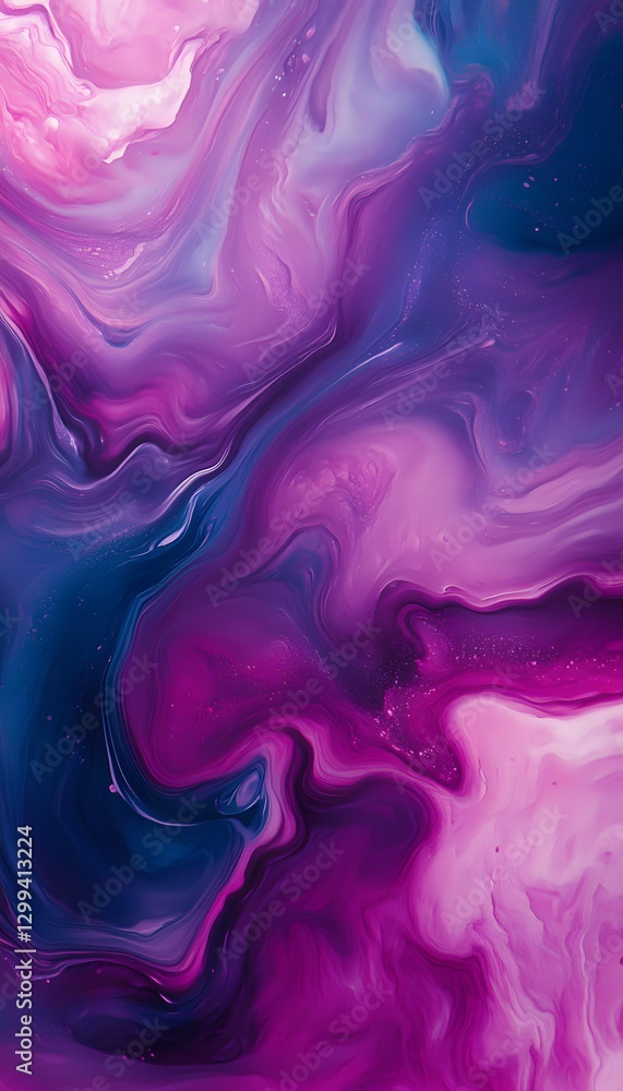Poster abstract colorful fluid art showing various swirling color patterns