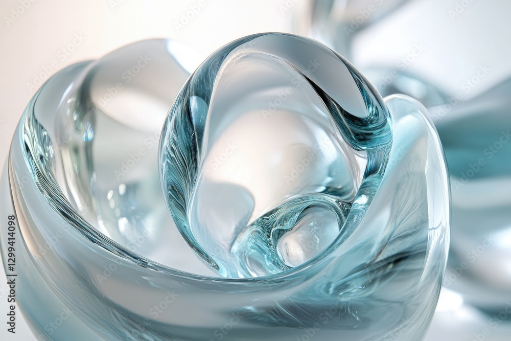 Aufkleber abstract glass sculpture with flowing, translucent forms creating a visually captivating interplay o