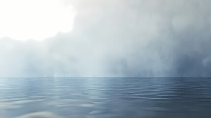 Obraz premium White wall with soft light streaks and shadow. Reflection - Lake. Illustration