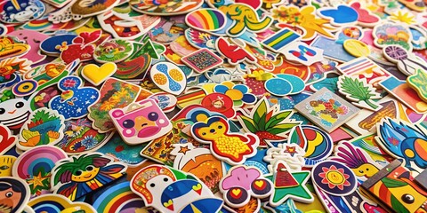 Aerial View Colorful Choice Stickers Variety Options Decision Making