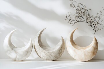 Elegant Marble Moon Sculptures for Home Decor