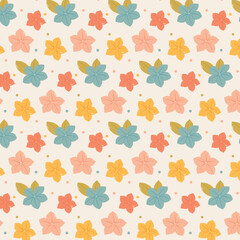 Colorful seamless floral pattern with delicate flowers in pastel colors. Ideal for textiles, packaging, wallpaper, cards and scrapbooking.