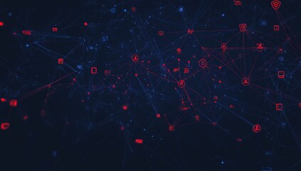 Fototapeta premium Abstract Red And Blue Data Network Background