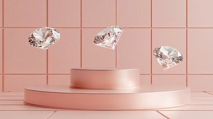 Pink Display Podium, Diamonds in Air