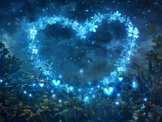 Obraz premium Glowing Floral Heart Shaped Frame