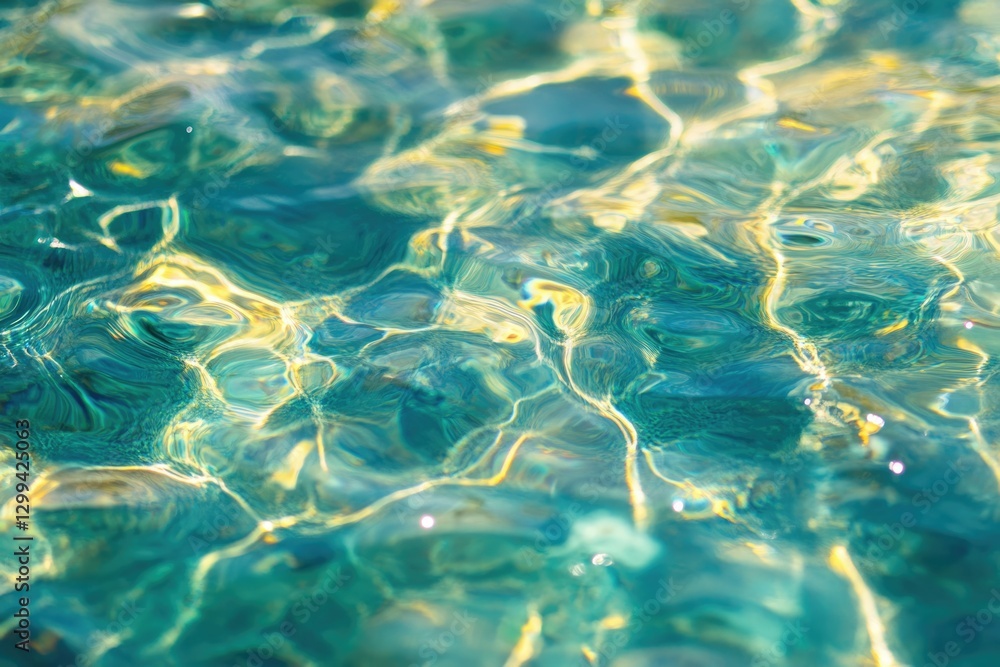 Aufkleber abstract image of turquoise water shimmering with sunlight, reflecting light and creating mesmerizin
