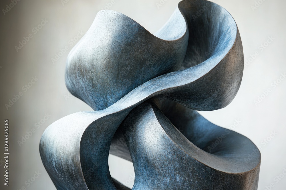 Aufkleber abstract metallic sculpture with flowing, interwoven forms creating a dynamic and visually captivati