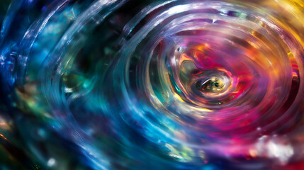 Colorful abstract patterns created by water ripples in light
