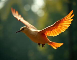 Graceful Bird in Flight with Vibrant Orange Wings Captured During Day of the Dead Celebration