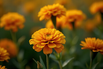 Vibrant Marigold Flowers Celebrating Dia de Muertos Tradition in Mexico