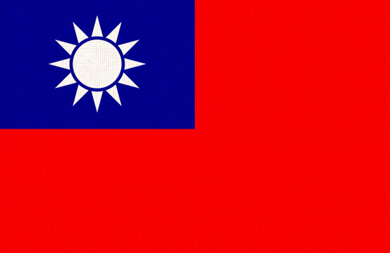 Taiwan national fabric flag textile background. State official Taiwan sign